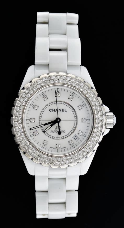 chanel watch white diamonds|chanel black watch with diamonds.